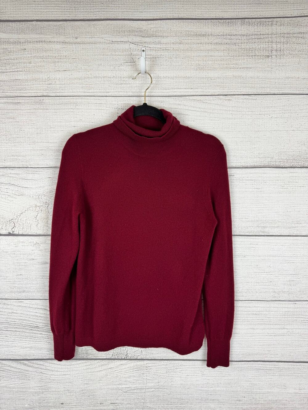J.Crew Women's Burgundy Red Cashmere Turtleneck Knit Sweater Size Medium